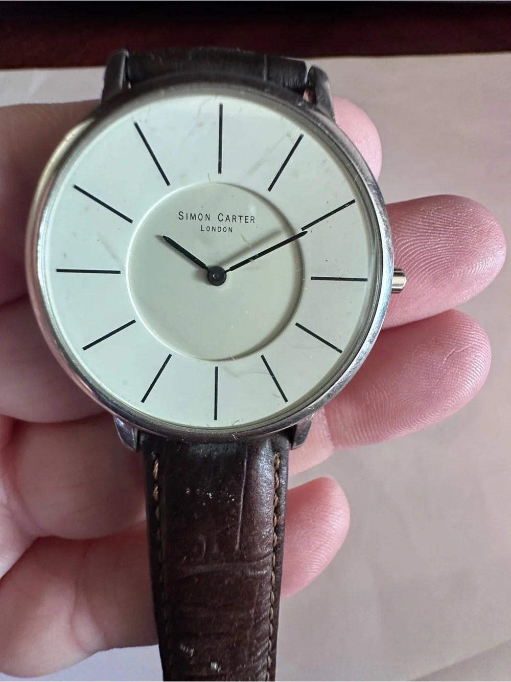 Simon Carter Men's Brown Leather Strap Dress Watch